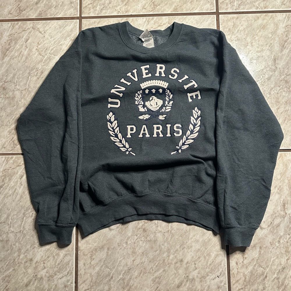 Vintage Paris University Pullover Dark Grey Medium